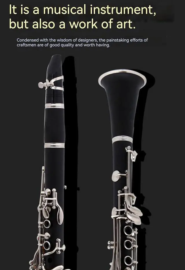 Alt view image 6 of 7 - clarinet in B flatbeginner's performance, professional playing instrument with box, cleaning kit