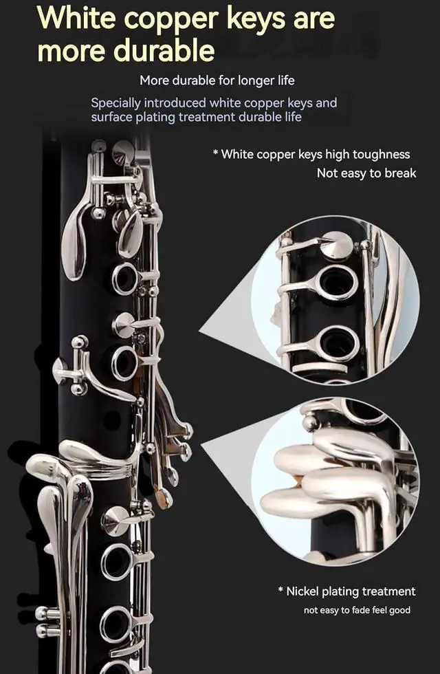 Alt view image 5 of 7 - clarinet in B flatbeginner's performance, professional playing instrument with box, cleaning kit