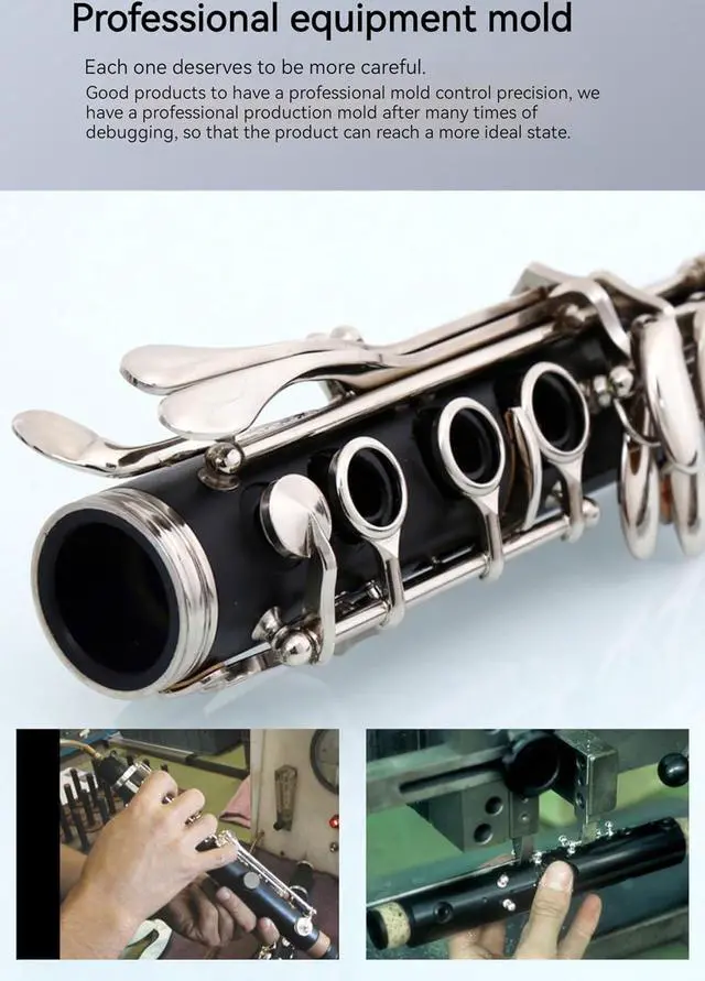 Alt view image 7 of 7 - clarinet in B flatbeginner's performance, professional playing instrument with box, cleaning kit