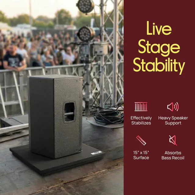 Alt view image 5 of 7 - Sound Dampening Speaker Riser Foam - Audio Acoustic Noise Isolation Platform Pads Recoil Stabilizer w/ Rubber Base Pad For Studio Monitor, Subwoofer, Loud Speakers - PSI15 (15 x 15 x 1.8 Inch)