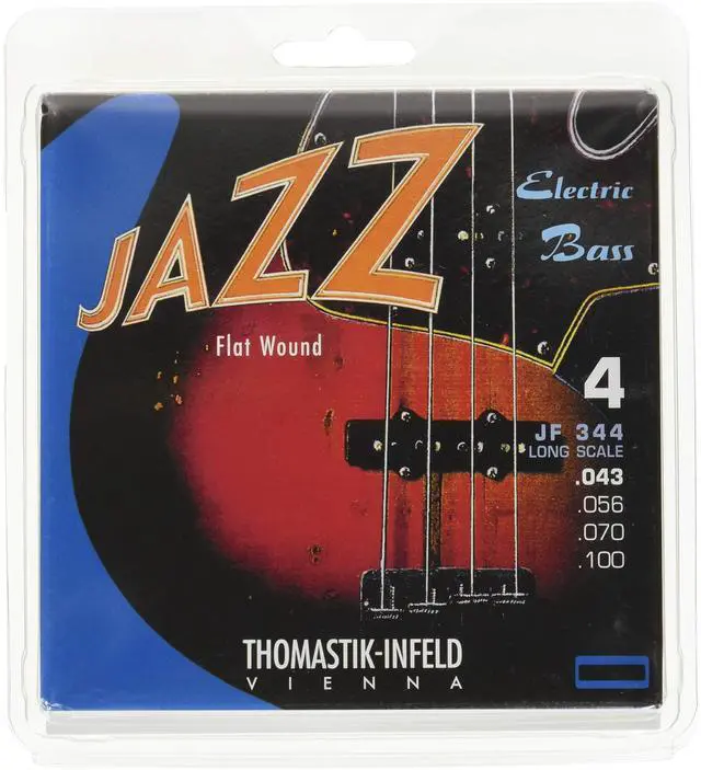 Main image of Bass Guitar Strings - Flatwound Bass Strings For a Rich and Warm Traditional Jazz Sound - Durable String Set Includes JF34043 JF34056 JF34070 JF34100 - Made in Vienna