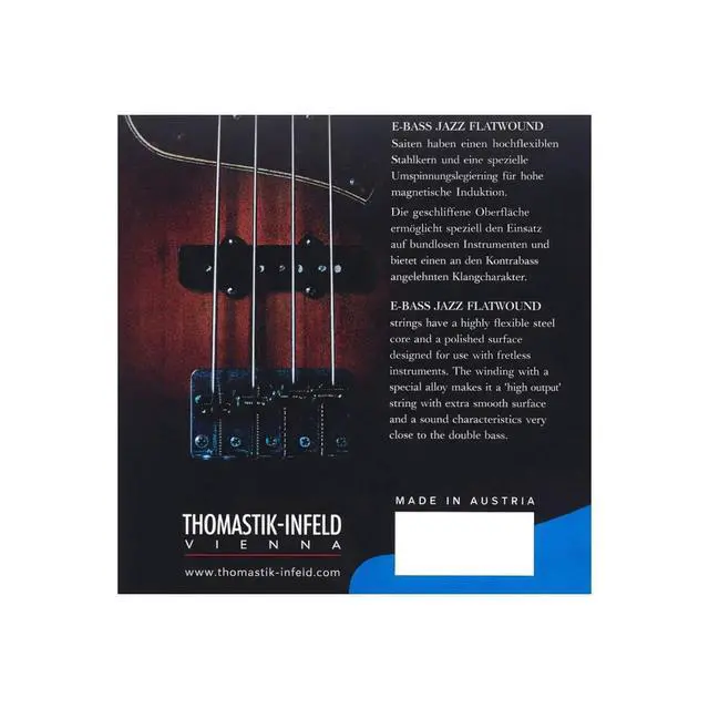 Alt view image 2 of 3 - Bass Guitar Strings - Flatwound Bass Strings For a Rich and Warm Traditional Jazz Sound - Durable String Set Includes JF34043 JF34056 JF34070 JF34100 - Made in Vienna