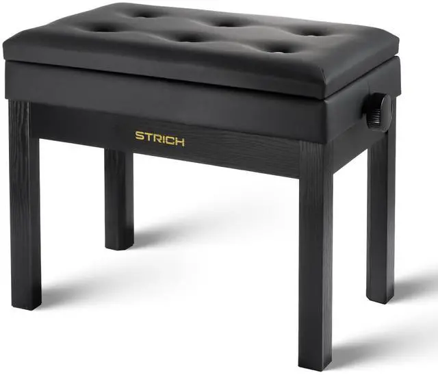 Main image of Adjustable Piano Bench with Storage, Wooden Keyboard Bench with Bookcase Stool Chair Seat with High-Density Sponges Cushion for Piano Shop Music School Studio, Black, SPB-20