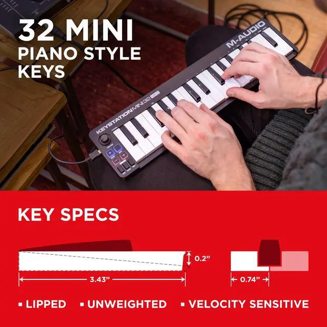 Alt view image 2 of 7 - Keystation Mini 32 MK3 USB MIDI Keyboard Controller with 32 Velocity Sensitive Mini Keys and Recording Software Included