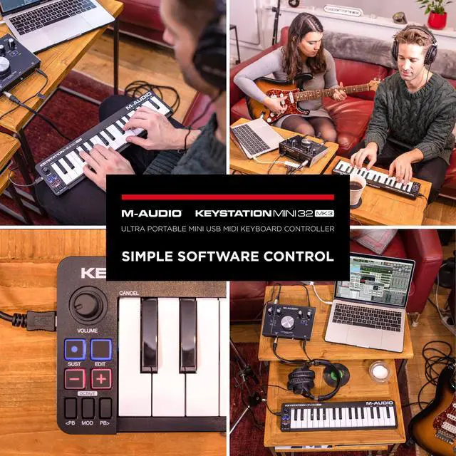 Alt view image 7 of 7 - Keystation Mini 32 MK3 USB MIDI Keyboard Controller with 32 Velocity Sensitive Mini Keys and Recording Software Included