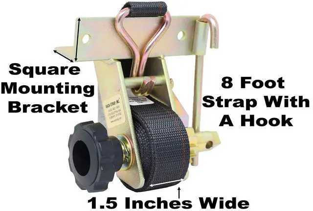 Alt view image 4 of 6 - 2 Pack, The Original American Made Ladder Rack Tie-Down, Right Angle Mounting Bracket, RS1 Gold Right Angle Mounting Bracket, Bolt Mounting Hardware Included, 8 Ft Strap