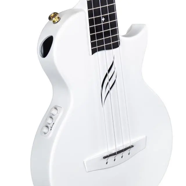 Alt view image 3 of 7 - NOVA UE Pro 26" Travel Carbon Fiber Acoustic-Electric Ukulele, White | AcousticPlus Pickup, Built-In Effects, USB Rechargeable, Lightweight 1.98 lb, Cutaway Design, Kit with Case and Accessories