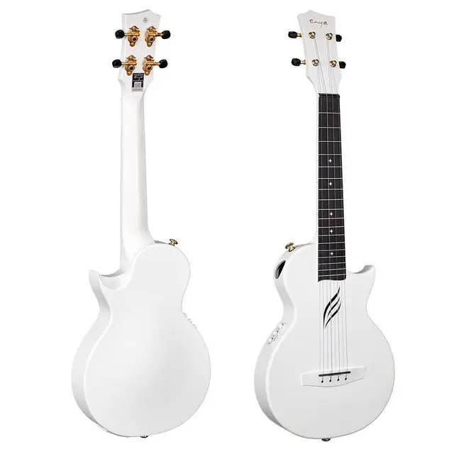 Alt view image 2 of 7 - NOVA UE Pro 26" Travel Carbon Fiber Acoustic-Electric Ukulele, White | AcousticPlus Pickup, Built-In Effects, USB Rechargeable, Lightweight 1.98 lb, Cutaway Design, Kit with Case and Accessories