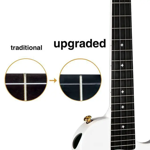 Alt view image 6 of 7 - NOVA UE Pro 26" Travel Carbon Fiber Acoustic-Electric Ukulele, White | AcousticPlus Pickup, Built-In Effects, USB Rechargeable, Lightweight 1.98 lb, Cutaway Design, Kit with Case and Accessories