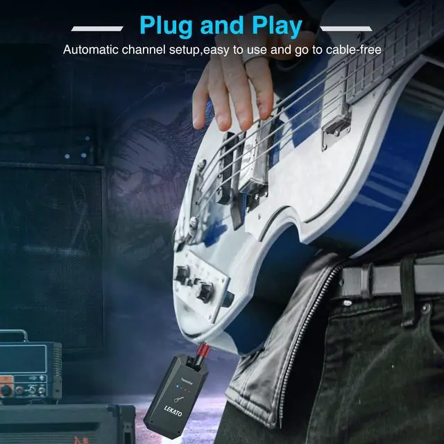 Alt view image 6 of 7 - 5.8G Wireless Guitar System Upgraded Rechargeable Wireless Guitar Transmitter Receiver, Super Long 8 Hours Battery Life, 4 Channels Guitar Wireless System for Electric Guitar Bass(WS-90)