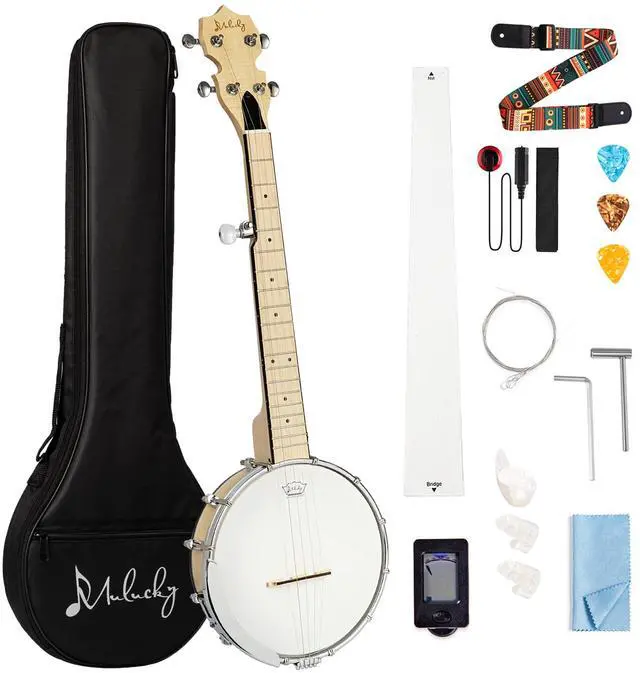 Main image of 5 String Mini Travel Banjo B805, 26 Inch Closed Back Maple Kit | 26" Travel Banjo: Compact 5-string banjo with a maple body and solid closed back. Includes a gig bag, tuner, and strap