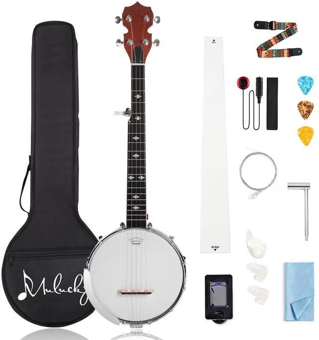 Main image of 5 String Mini Travel Banjo B807, 26 Inch Closed Back Sapele Kit | 26" Travel Banjo: Compact 5-string banjo with a sapele body and solid closed back. Includes a gig bag, strap, and picks