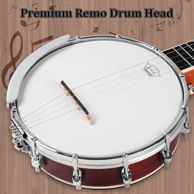 Alt view image 2 of 6 - 5 String Mini Banjo B806, 26 Inch Travel Sapele Closed Back Kit | Travel Mini Banjo: Compact 26-inch design with a sapele closed-back body. Includes a gig bag, strings, strap, and picks