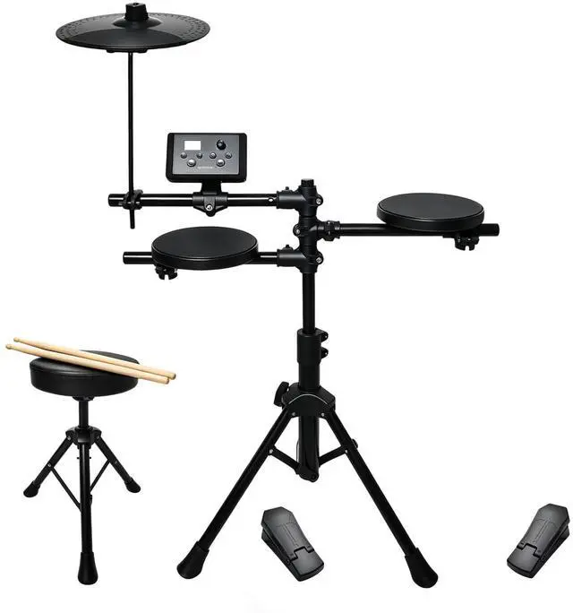Main image of Electronic Drum Set for Kids Beginners, Quiet Compact Electric Drum Kit Home Practicewith with 7 Kits, 56 Sounds, Recording & MetronomeHeadphones, Drum Throne & Drumsticks, USB MIDI (UED-60)