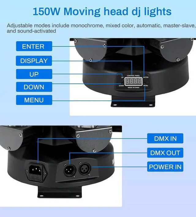 Alt view image 4 of 7 - Moving Head DJ Lights 150W RGBW 4-in-1 LED 6 Arm Disco Stage Light | Mixed Lighting Effects, DMX-512 & Sound Activated & Remote Control, Party Lights for Bar, Wedding, Disco, Club, Events