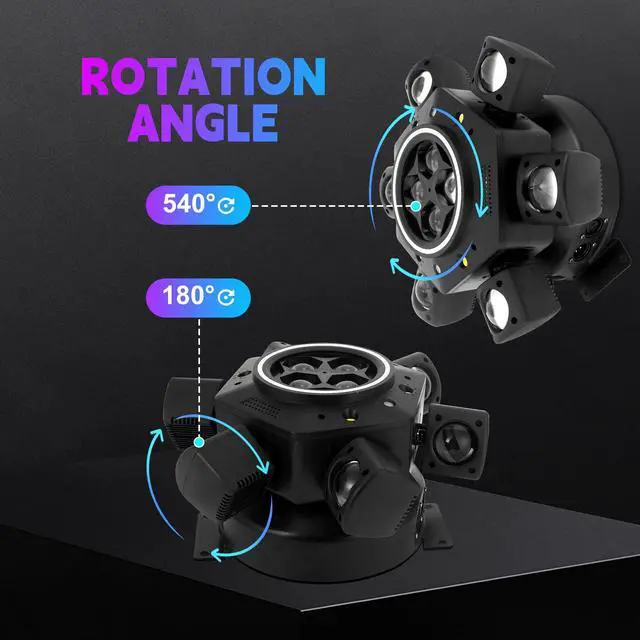 Alt view image 7 of 7 - Moving Head DJ Lights 150W RGBW 4-in-1 LED 6 Arm Disco Stage Light | Mixed Lighting Effects, DMX-512 & Sound Activated & Remote Control, Party Lights for Bar, Wedding, Disco, Club, Events