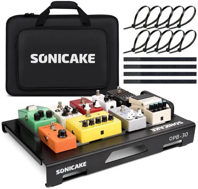 Main image of 18" Guitar Pedal Board, Guitar Effects Light Aluminum Alloy Pedalboard 18"x 12.7" with Carry Bag, Included Pedals Mountain Tape, Cable Tie & Screwdriver (L Pedal with Bag)