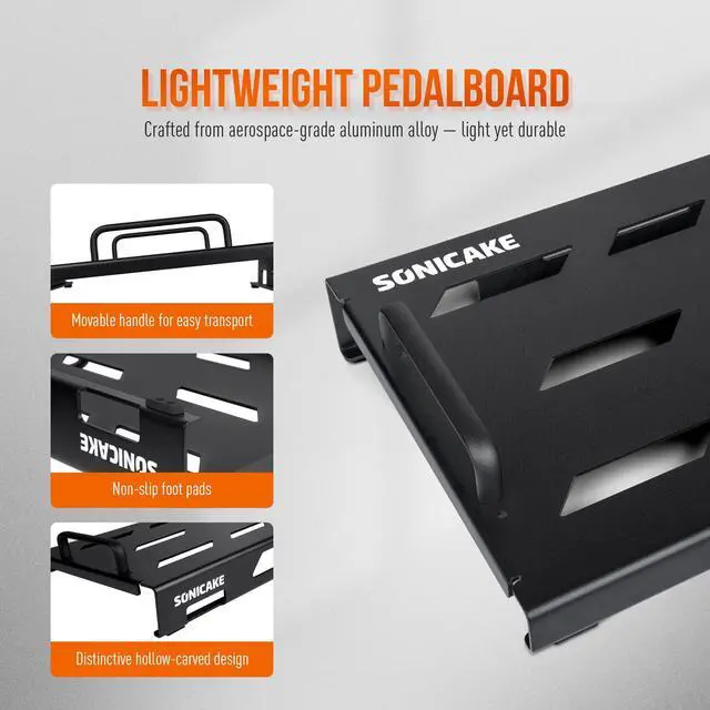 Alt view image 3 of 7 - 18" Guitar Pedal Board, Guitar Effects Light Aluminum Alloy Pedalboard 18"x 12.7" with Carry Bag, Included Pedals Mountain Tape, Cable Tie & Screwdriver (L Pedal with Bag)