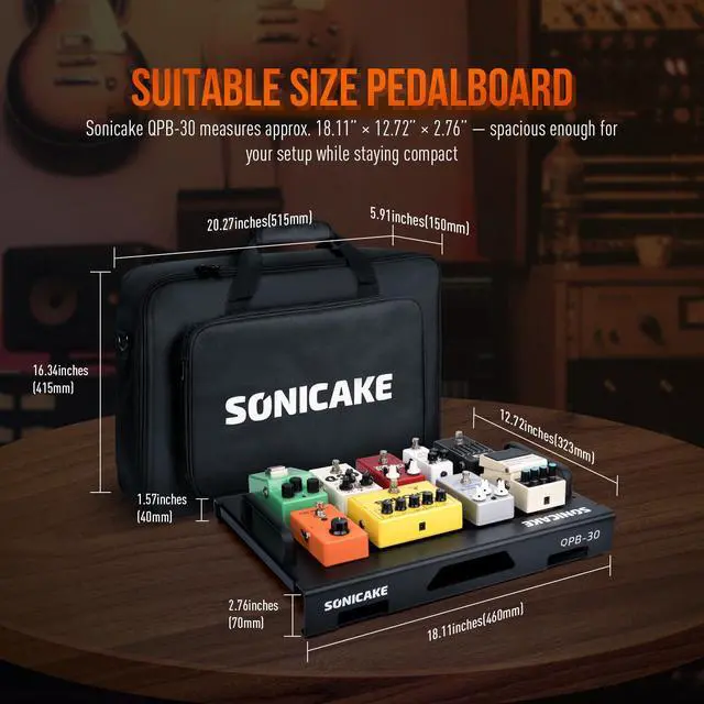 Alt view image 6 of 7 - 18" Guitar Pedal Board, Guitar Effects Light Aluminum Alloy Pedalboard 18"x 12.7" with Carry Bag, Included Pedals Mountain Tape, Cable Tie & Screwdriver (L Pedal with Bag)