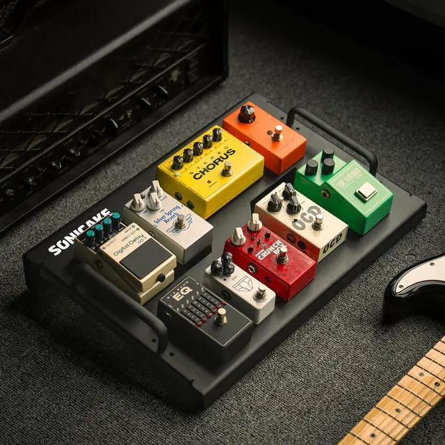 Alt view image 7 of 7 - 18" Guitar Pedal Board, Guitar Effects Light Aluminum Alloy Pedalboard 18"x 12.7" with Carry Bag, Included Pedals Mountain Tape, Cable Tie & Screwdriver (L Pedal with Bag)