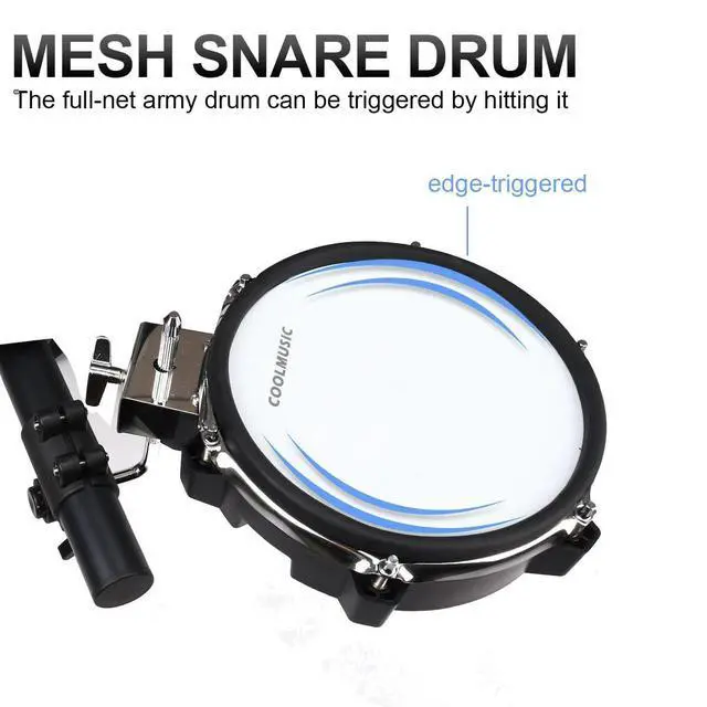 Alt view image 3 of 7 - DD4 Eight Piece Electronic Drum Kit with Realistic Kick Pedal, Easy Assemble Rack and Drum Module including 50 Kits, USB and Midi connectivity