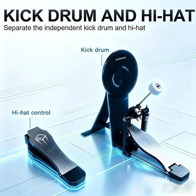 Alt view image 4 of 7 - DD4 Eight Piece Electronic Drum Kit with Realistic Kick Pedal, Easy Assemble Rack and Drum Module including 50 Kits, USB and Midi connectivity