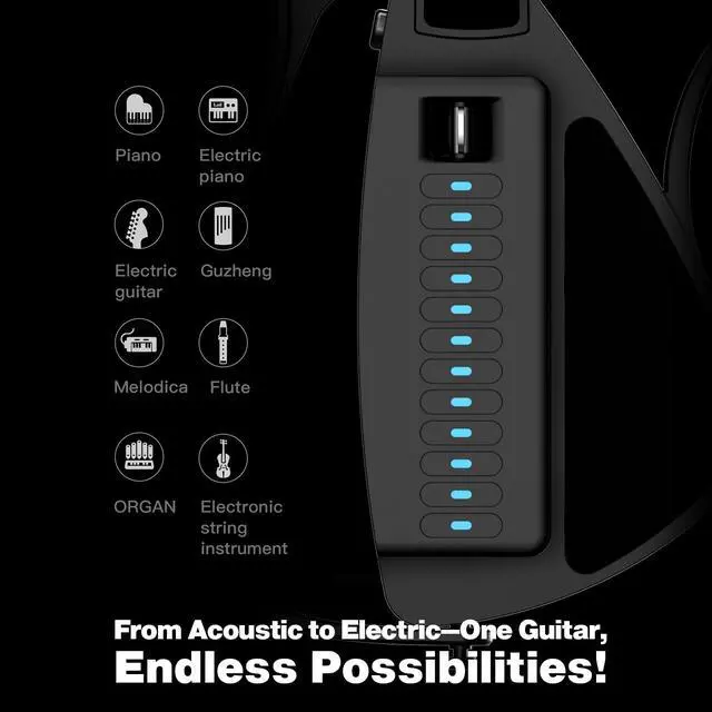 Alt view image 5 of 7 - Enya Stringless Smart Guitar with Built-In Speaker & Drum | App-Controlled Chords,Hundreds of Instrument Sounds,Portable Foldable Travel Guitar,Quick-Learn for Adults/Beginners