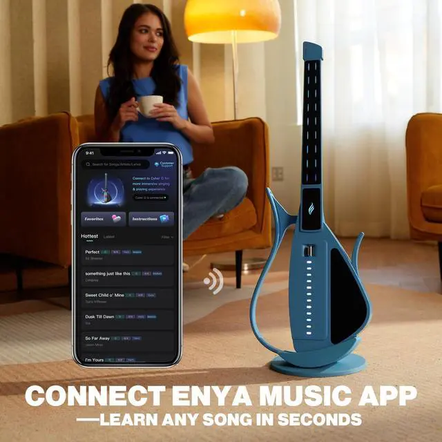 Alt view image 6 of 7 - Enya Stringless Smart Guitar with Built-In Speaker & Drum | App-Controlled Chords,Hundreds of Instrument Sounds,Portable Foldable Travel Guitar,Quick-Learn for Adults/Beginners