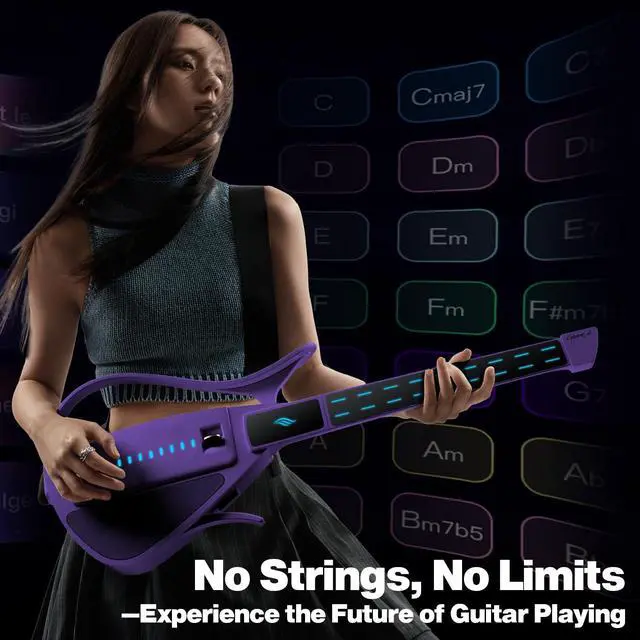 Alt view image 7 of 7 - Enya Stringless Smart Guitar with Built-In Speaker & Drum | App-Controlled Chords,Hundreds of Instrument Sounds,Portable Foldable Travel Guitar,Quick-Learn for Adults/Beginners