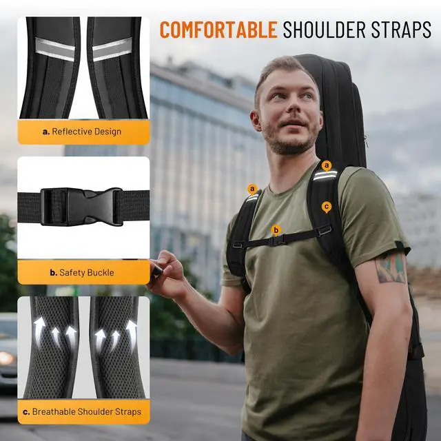 Alt view image 6 of 7 - Dual Electric Guitar Gig Bag Padded Soft Guitar Case Backpack Black | Padded double case holds 2 guitars, fits ST, TELE & LP electric guitars. Adjustable shoulder backpack straps CY0378