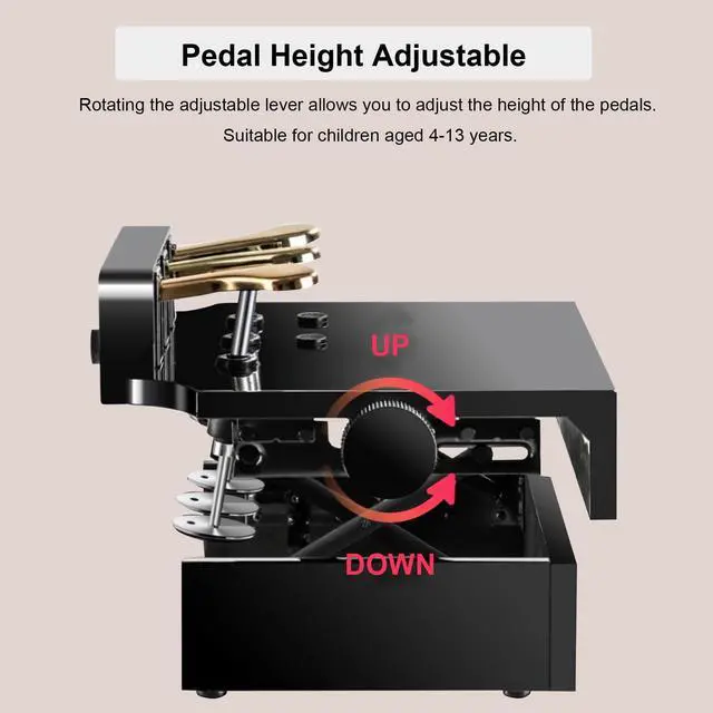 Alt view image 3 of 6 - Adjustable Piano Pedal Extender, Solid Wood with 3 Pedals,White | Adjustable Piano Foot Pedal Extender,no assembly required,Designed for Beginners,Compatible with most pianos