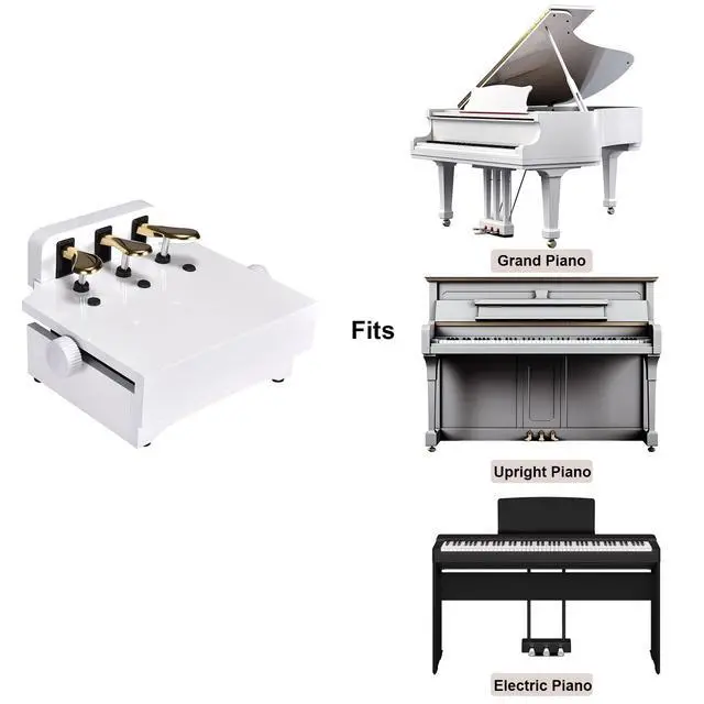 Alt view image 6 of 6 - Adjustable Piano Pedal Extender, Solid Wood with 3 Pedals,White | Adjustable Piano Foot Pedal Extender,no assembly required,Designed for Beginners,Compatible with most pianos
