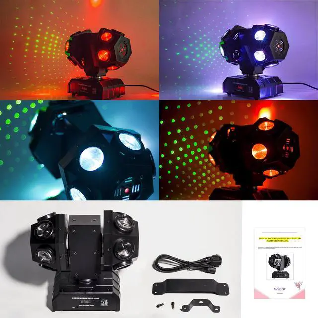 Alt view image 4 of 7 - Moving Head DJ Light with Rotating Beam - Stage Light, Sound Activated, DMX512, Perfect for DJ, KTV, Disco, Party, Wedding, Festival