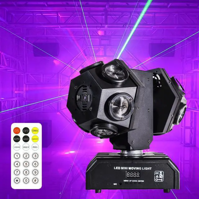 Alt view image 7 of 7 - Moving Head DJ Light with Rotating Beam - Stage Light, Sound Activated, DMX512, Perfect for DJ, KTV, Disco, Party, Wedding, Festival