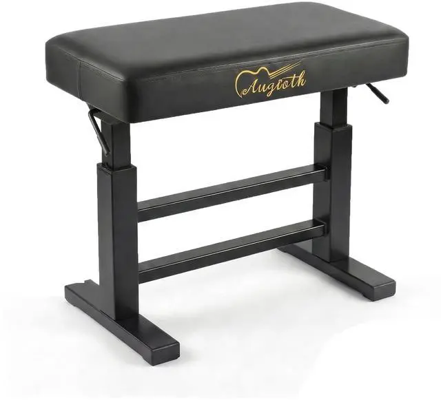 Main image of Hydraulic Adjustable Piano Bench, Ergonomic Keyboard Stool, Black | No-squeak hydraulic height adjustment, Memory foam cushion, Heavy-duty steel frame, For adults & kids