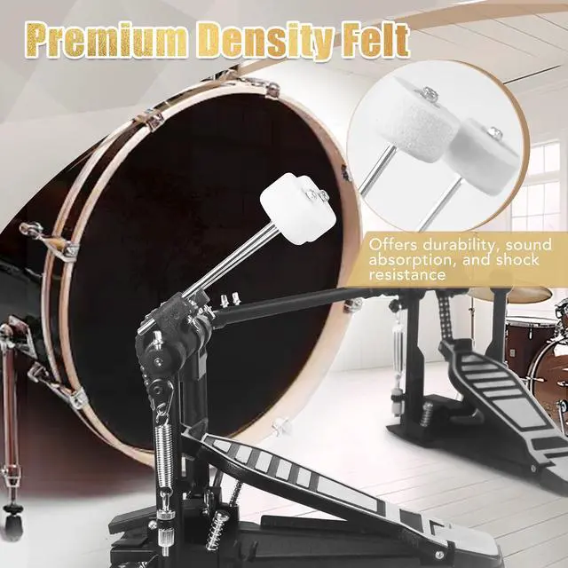 Alt view image 5 of 7 - Double Kick Bass Drum Pedal Heavy-Duty Double Chain Bass Pedal Foot | Twin Chain Drive Percussion Hardware & 4-Sided Beater Heads | Electric Drum Set Double Bass Pedal for Pro Drummers