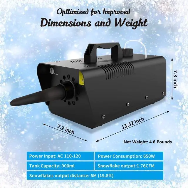 Alt view image 2 of 6 - 650W Snow Machine with Wired Remote Control | Great Snowflakes Machine for Kids, Christmas Parties, Parades, Outputs 2000CFM