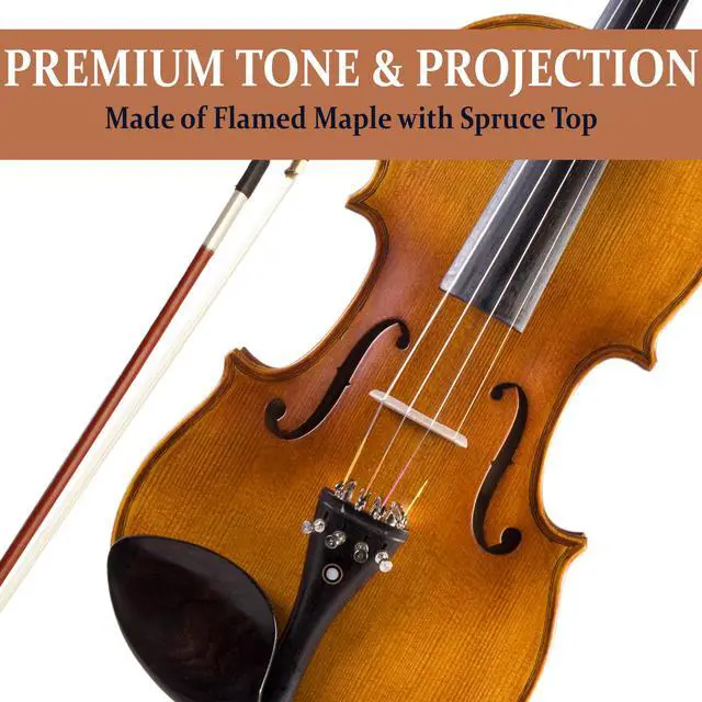 Alt view image 2 of 7 - 1/2 Size Acoustic Violin, Solid Spruce Top Maple Body Beginner Set