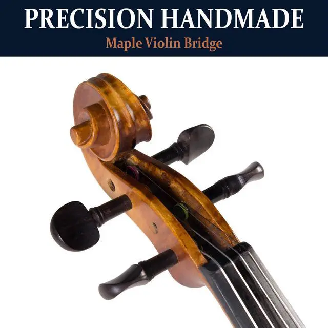 Alt view image 5 of 7 - Full Size 4/4 Violin with Hard Case & Shoulder Rest - Solidwood Ebony Fitted Violin with Premium Strings, Ideal for Beginners