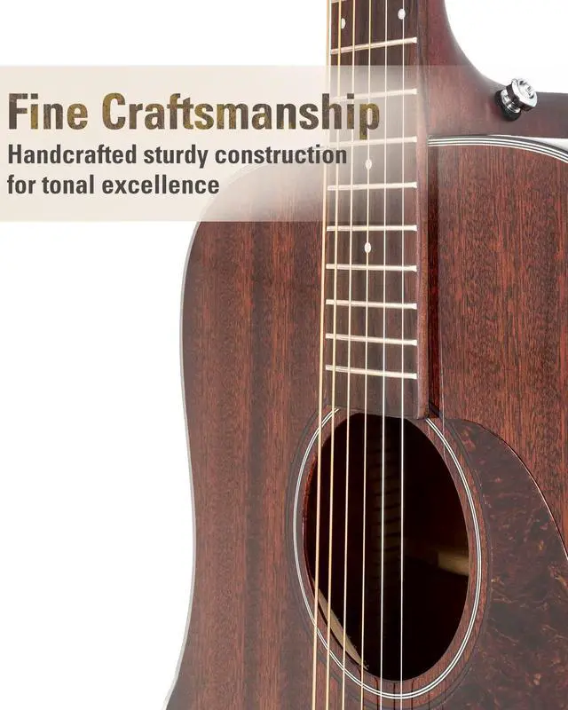 Alt view image 4 of 6 - 41 Acoustic Guitar, Dreadnought, 4/4 Full-Size, with Name Brand EXP16 Strings, Solid Mahogany Top, Natural Gloss, Mahogany Back & Sides, Right(30D)