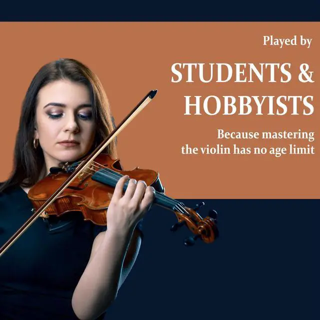 Alt view image 7 of 7 - Full Size 4/4 Violin with Hard Case & Shoulder Rest - Solidwood Ebony Fitted Violin with Premium Strings, Ideal for Beginners