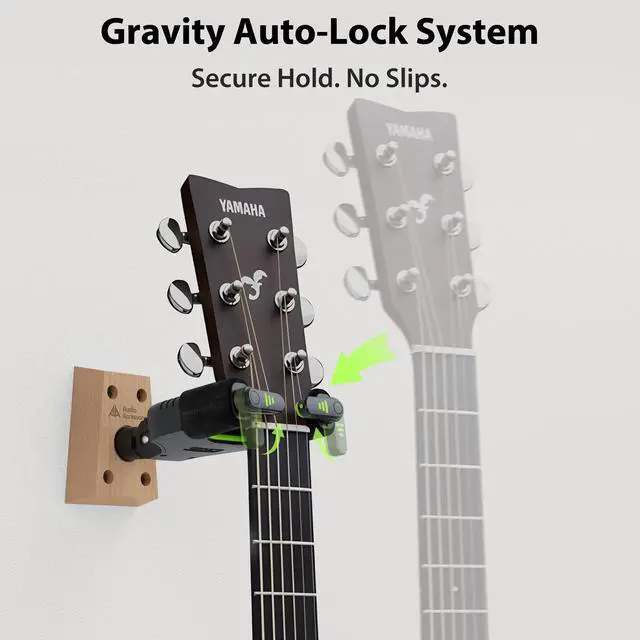 Alt view image 6 of 7 - Guitar Wall Mount Autolock 3-Pack - Nitro Friendly Velvet Hook (Heavy-Duty Design) 4-Screw Wood Base of 20lbs Load Guitar Wall Hanger for Bass, Acoustic, Classical, Electric Guitar
