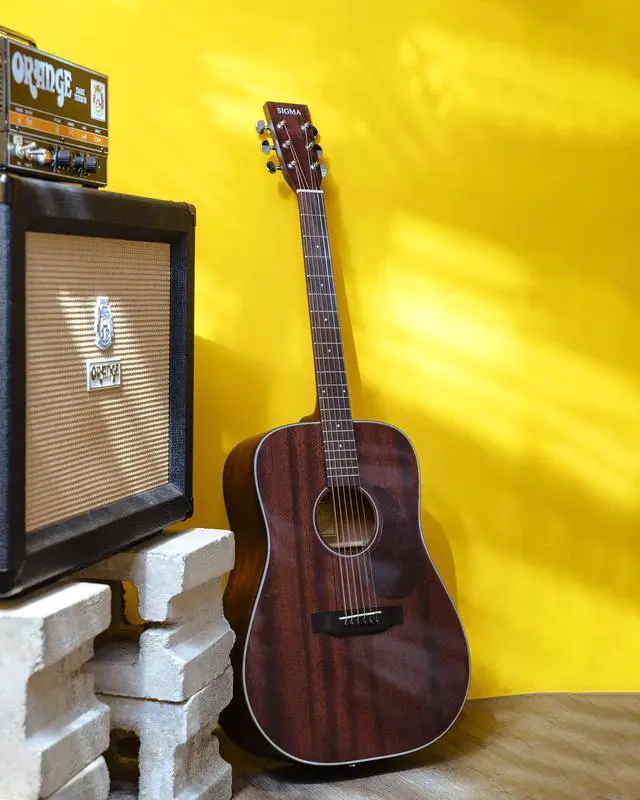 Alt view image 5 of 6 - 41 Acoustic Guitar, Dreadnought, 4/4 Full-Size, with Name Brand EXP16 Strings, Solid Mahogany Top, Natural Gloss, Mahogany Back & Sides, Right(30D)