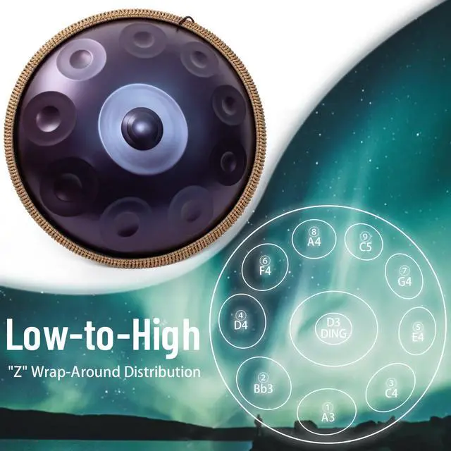Alt view image 6 of 7 - Handpan Drum 19 Inch for Beginners 10 Notes - Hand Pan Drum(Purple) | Hand Drum D Minor Kurd 432Hz Professional Hand Pan,Handpan Instrument,Premium Steel Drum