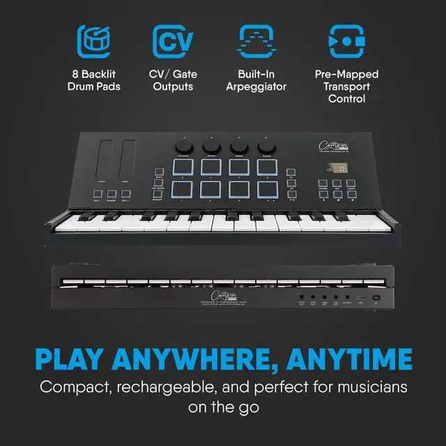 Alt view image 4 of 7 - Folding MIDI Controller 25 - MIDI over Bluetooth &USB Ultra-Portable Keyboard Controller - Built-In Battery for Professional Music Production - Compatible with Mac, PC, iOS