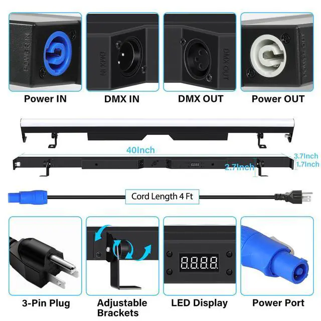 Alt view image 4 of 7 - LED Stage Pixel Light Bar with Carry Bag,60W 90 LEDs RGB DMX DJ Stage Wash Light Bar with Screw Seamless Splicing Design DMX Lights Strip for Event Stage Club Party Show Wedding Lighting