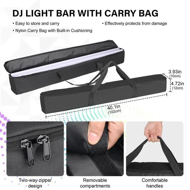 Alt view image 3 of 7 - LED Stage Pixel Light Bar with Carry Bag,60W 90 LEDs RGB DMX DJ Stage Wash Light Bar with Screw Seamless Splicing Design DMX Lights Strip for Event Stage Club Party Show Wedding Lighting