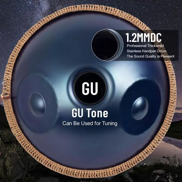 Alt view image 4 of 7 - Handpan Drum 19 Inch for Beginners 10 Notes - Hand Pan Drum(Blue) | Hand Drum D Minor Kurd 432Hz Professional Hand Pan,Handpan Instrument,Premium Steel Drum