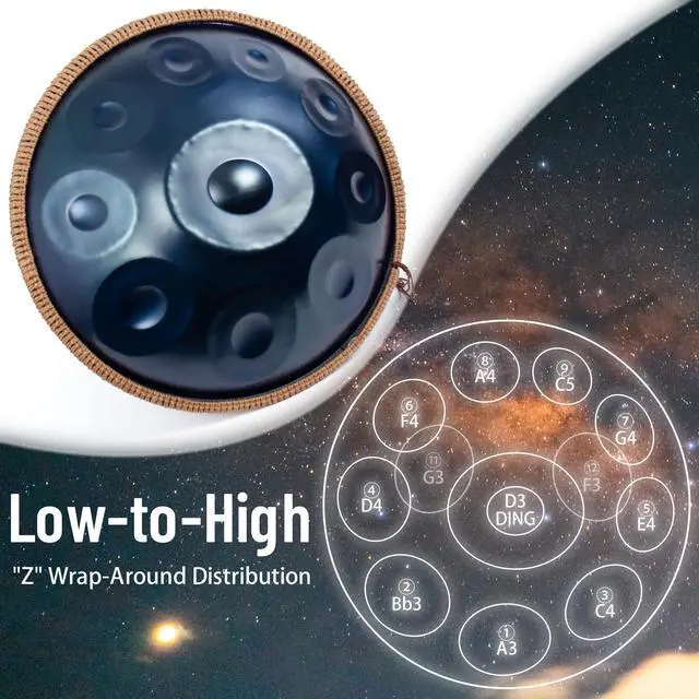 Alt view image 5 of 7 - Handpan Drum 19 Inch for Beginners 10 Notes - Hand Pan Drum(Blue) | Hand Drum D Minor Kurd 432Hz Professional Hand Pan,Handpan Instrument,Premium Steel Drum
