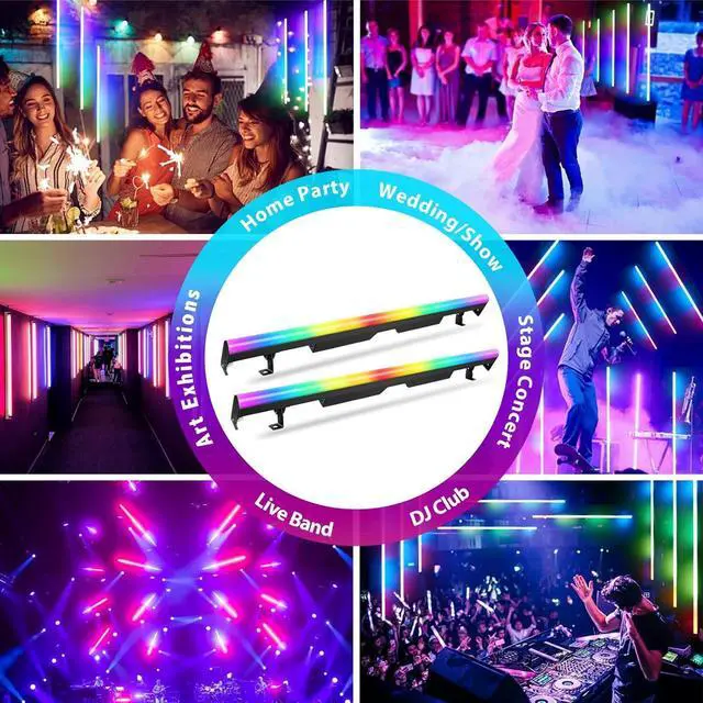 Alt view image 6 of 7 - LED Stage Pixel Light Bar,60W 90 LEDs RGB DMX DJ Stage Wash Light Bar Side with Screw Seamless Stitching Design DMX Lights Strip for Event Stage Club Party Show Wedding Lighting 2Pack
